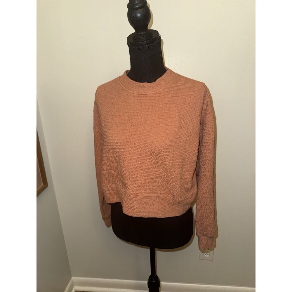 BOSSI Women’s Cream Long Sleeved Cropped Sweater Gauzy Lagenlook XS Cozy